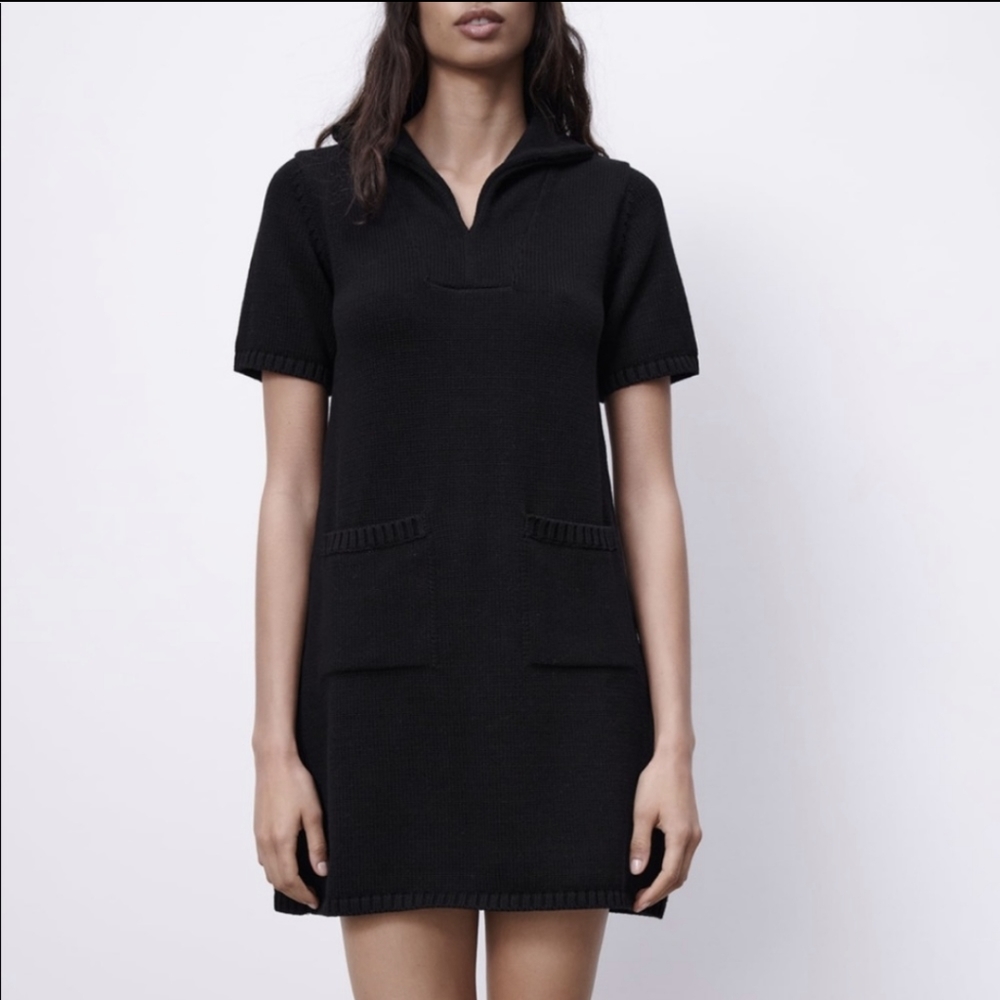 NWT Black Zara Polo Knit Dress